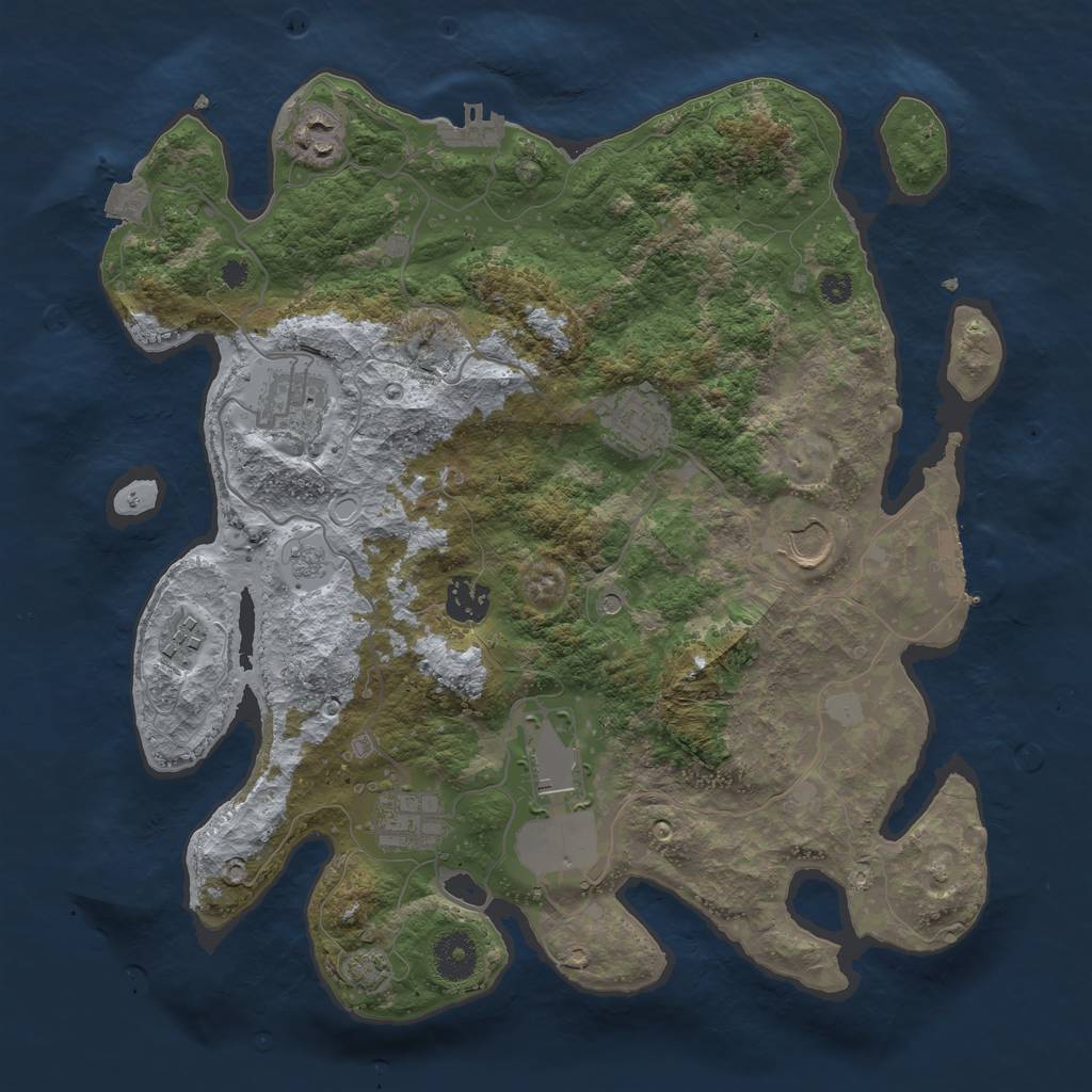 Rust Map: Procedural Map, Size: 3550, Seed: 24376997, 16 Monuments