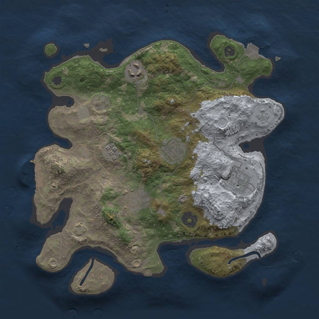 Rust Map: Procedural Map, Size: 3000, Seed: 655427744, 11 Monuments