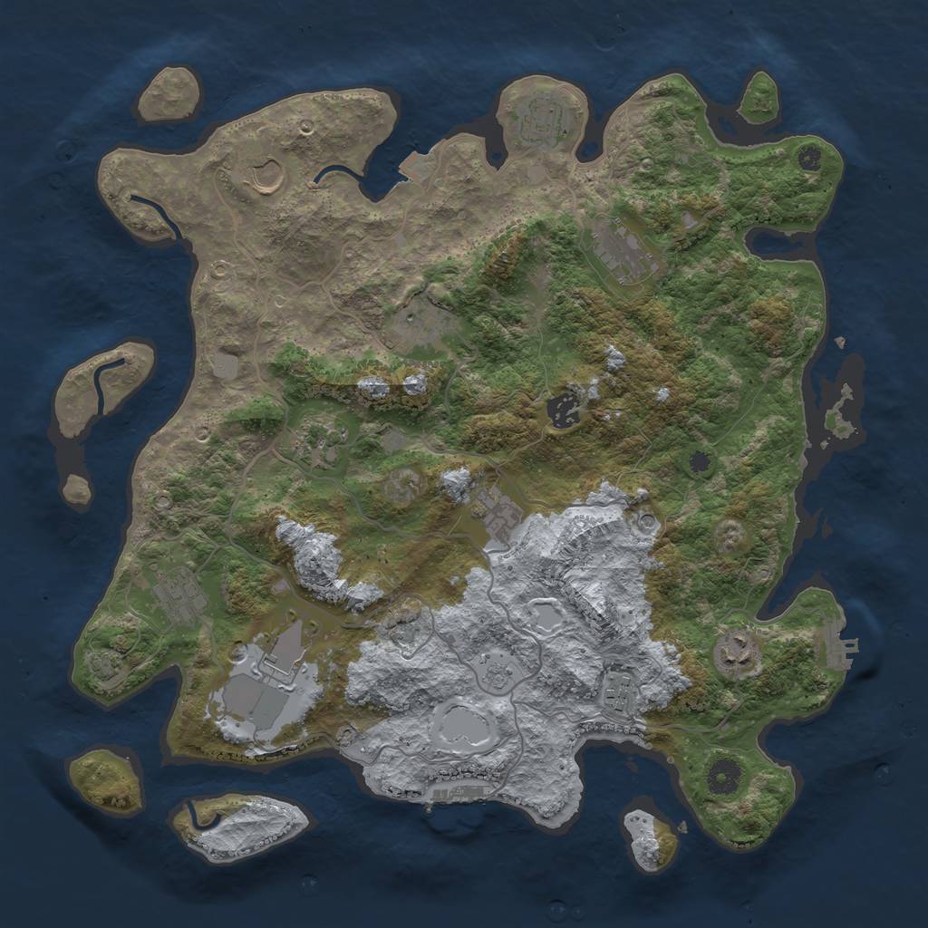 Rust Map: Procedural Map, Size: 4000, Seed: 1322386289, 19 Monuments