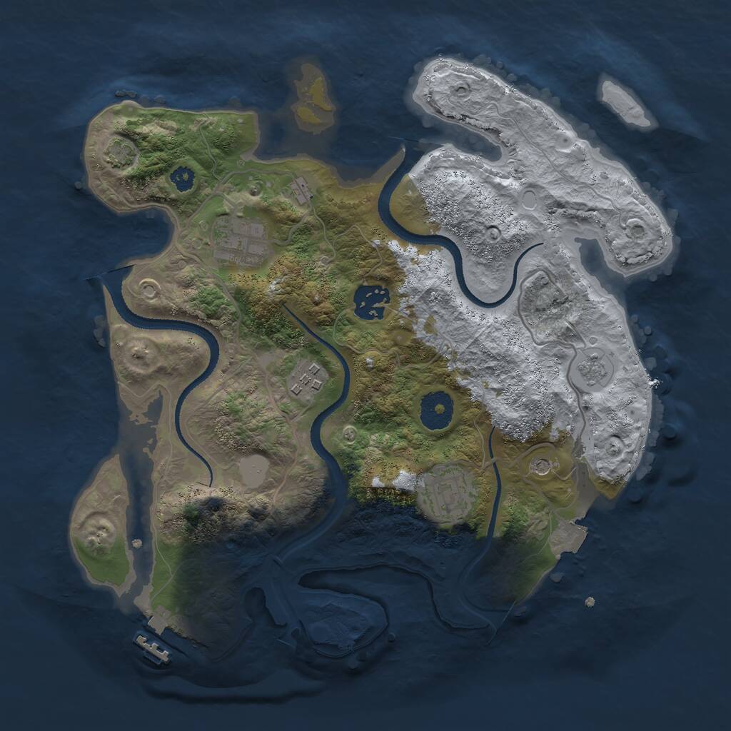 Rust Map: Procedural Map, Size: 3000, Seed: 1164685065, 9 Monuments