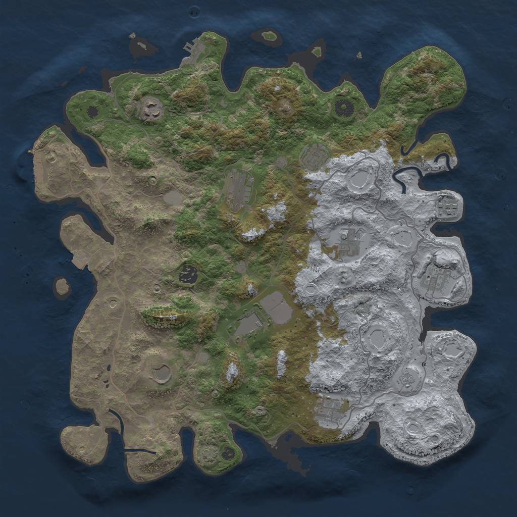 Rust Map: Procedural Map, Size: 4100, Seed: 343004358, 18 Monuments