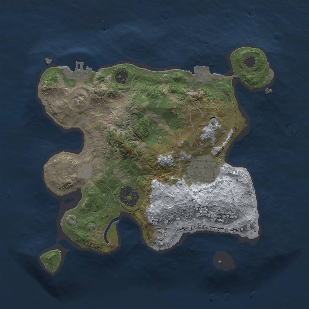 Rust Map: Procedural Map, Size: 2400, Seed: 1106841627, 6 Monuments