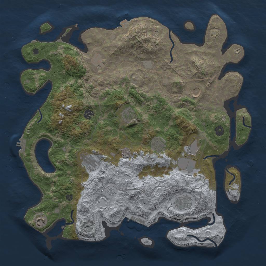 Rust Map: Procedural Map, Size: 4000, Seed: 940058885, 18 Monuments