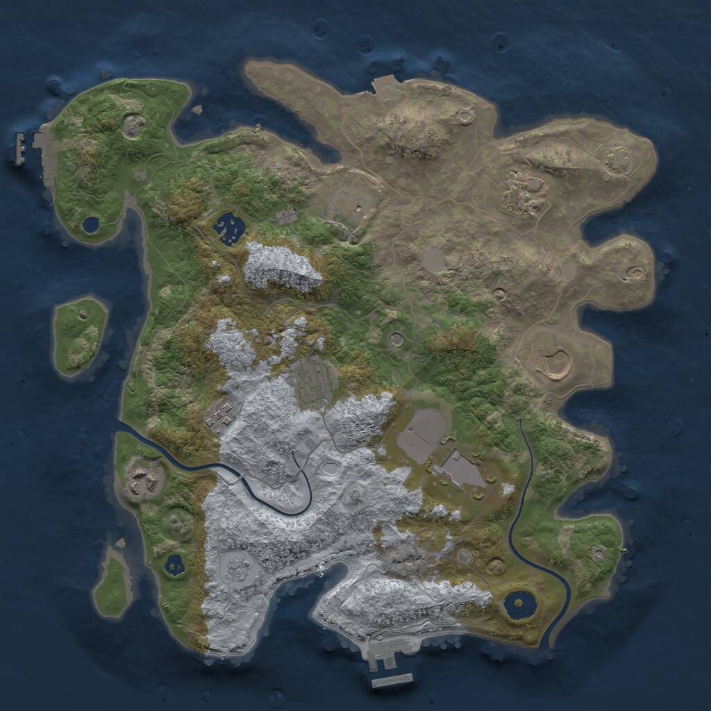 Rust Map: Procedural Map, Size: 3500, Seed: 28213676, 14 Monuments