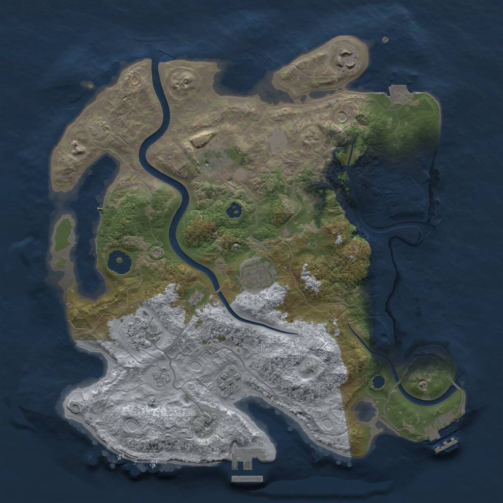 Rust Map: Procedural Map, Size: 3250, Seed: 4321, 11 Monuments