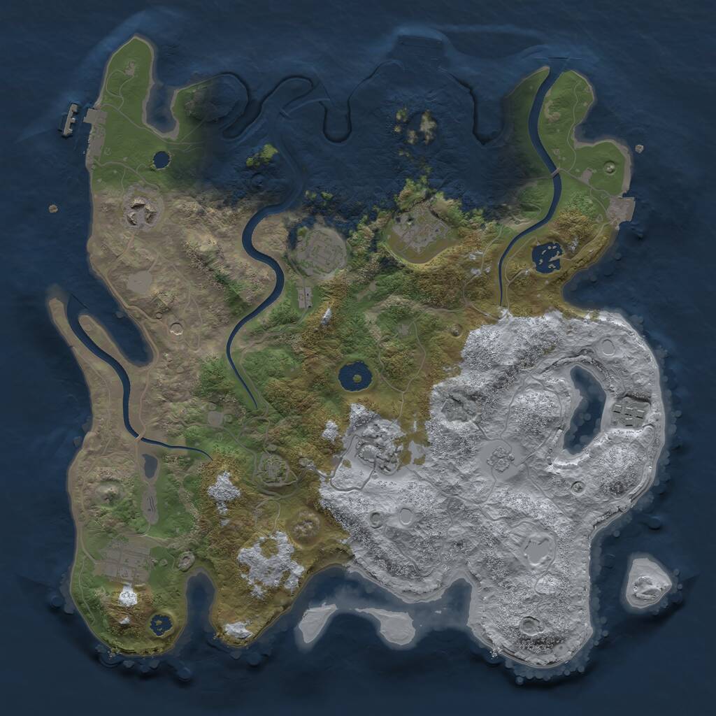 Rust Map: Procedural Map, Size: 3450, Seed: 48563293, 13 Monuments