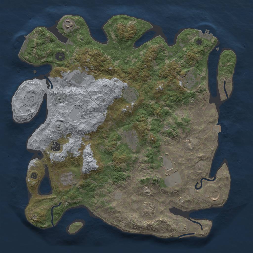 Rust Map: Procedural Map, Size: 3950, Seed: 35944170, 19 Monuments