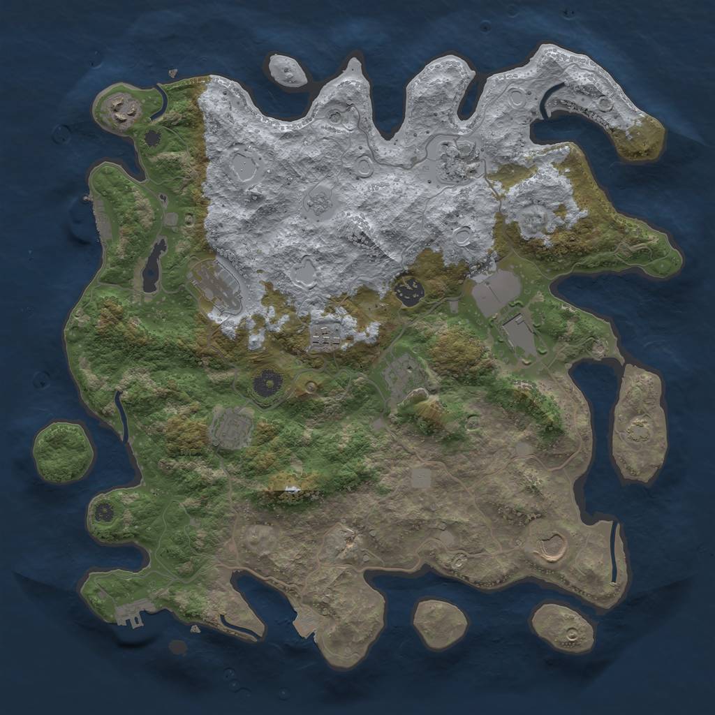 Rust Map: Procedural Map, Size: 3850, Seed: 44963679, 17 Monuments