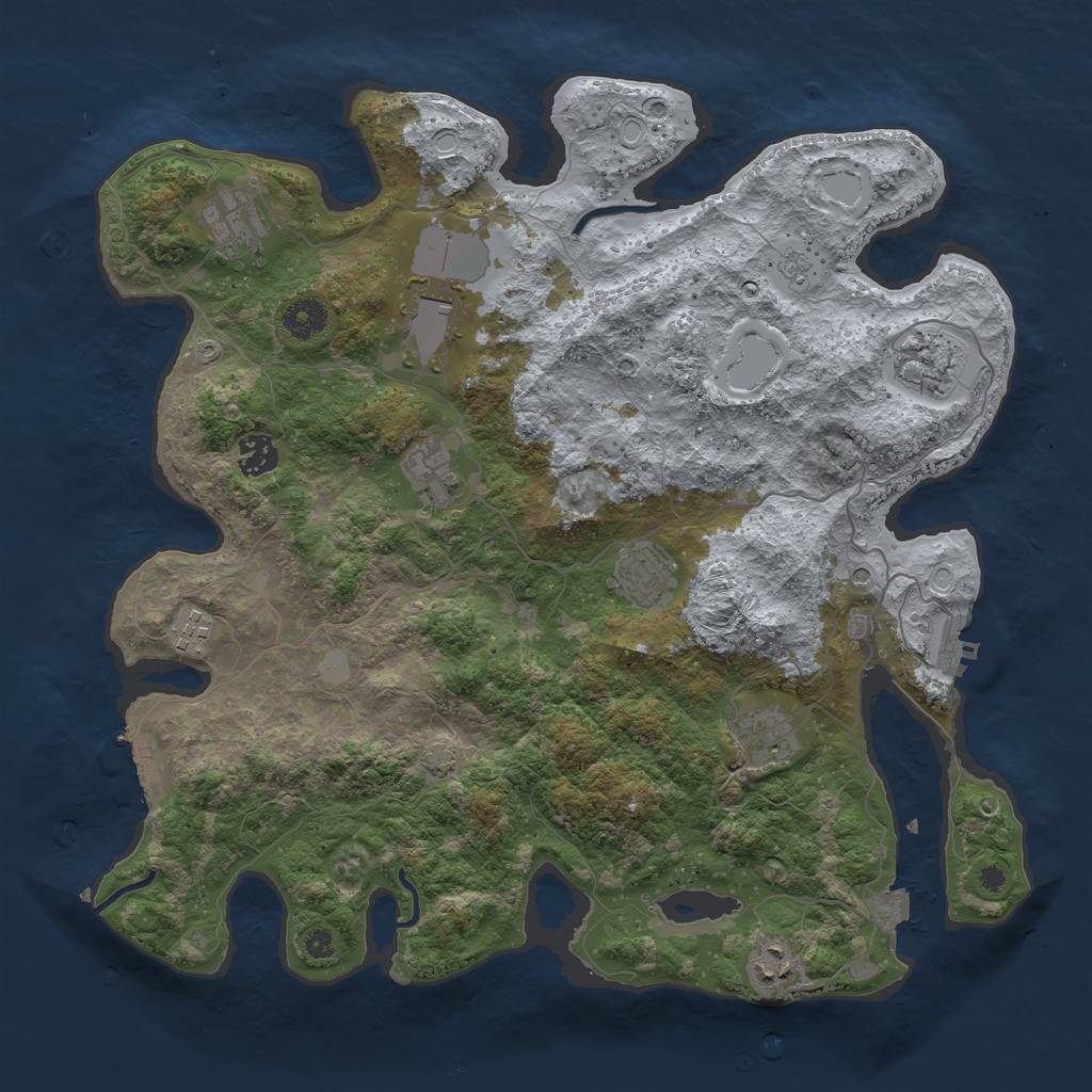 Rust Map: Procedural Map, Size: 3900, Seed: 1954374, 17 Monuments