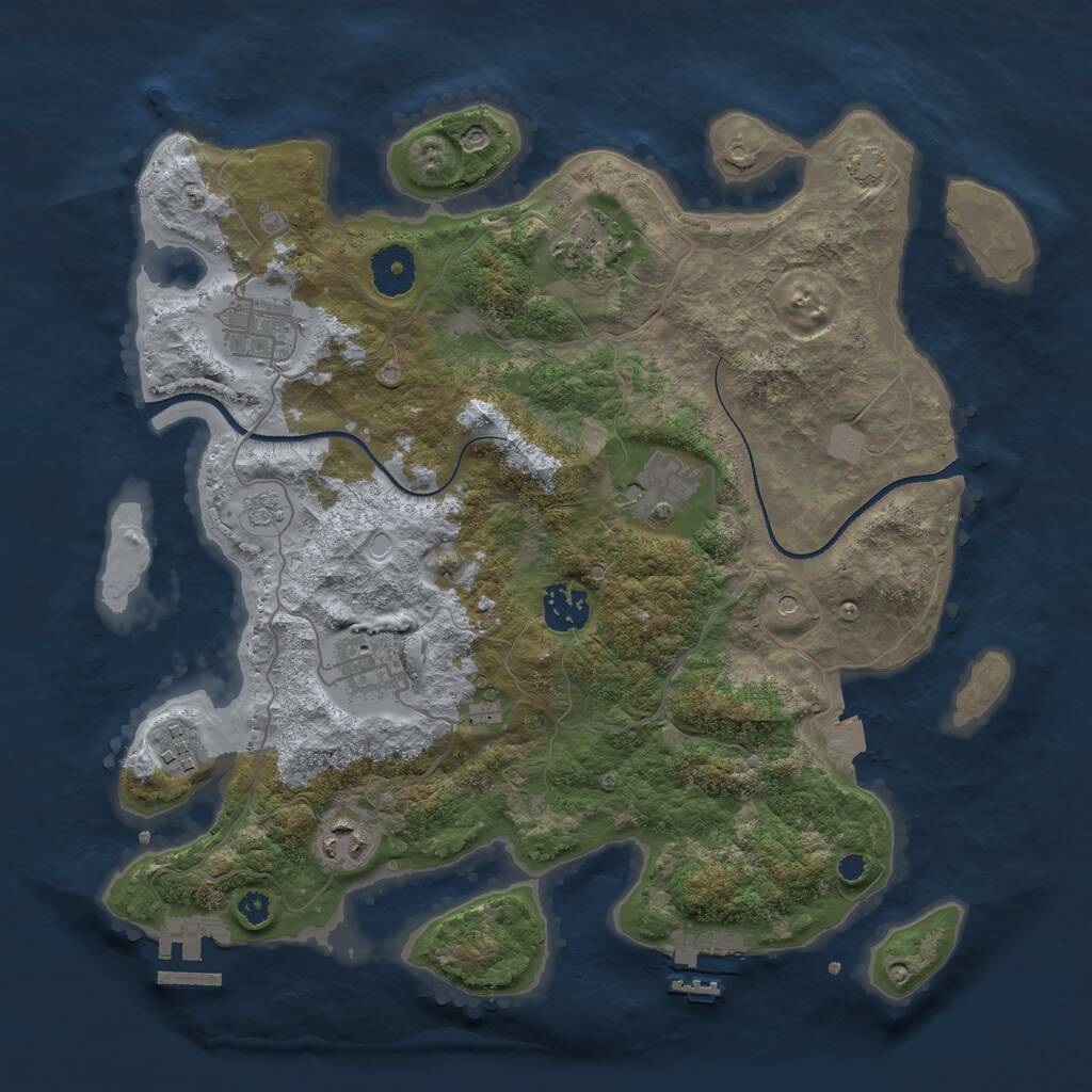 Rust Map: Procedural Map, Size: 3450, Seed: 90846108, 13 Monuments