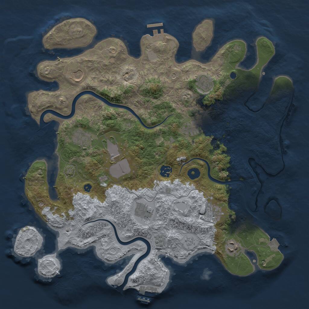 Rust Map: Procedural Map, Size: 3900, Seed: 58877753, 16 Monuments