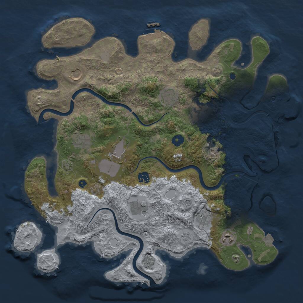Rust Map: Procedural Map, Size: 3900, Seed: 58877753, 16 Monuments