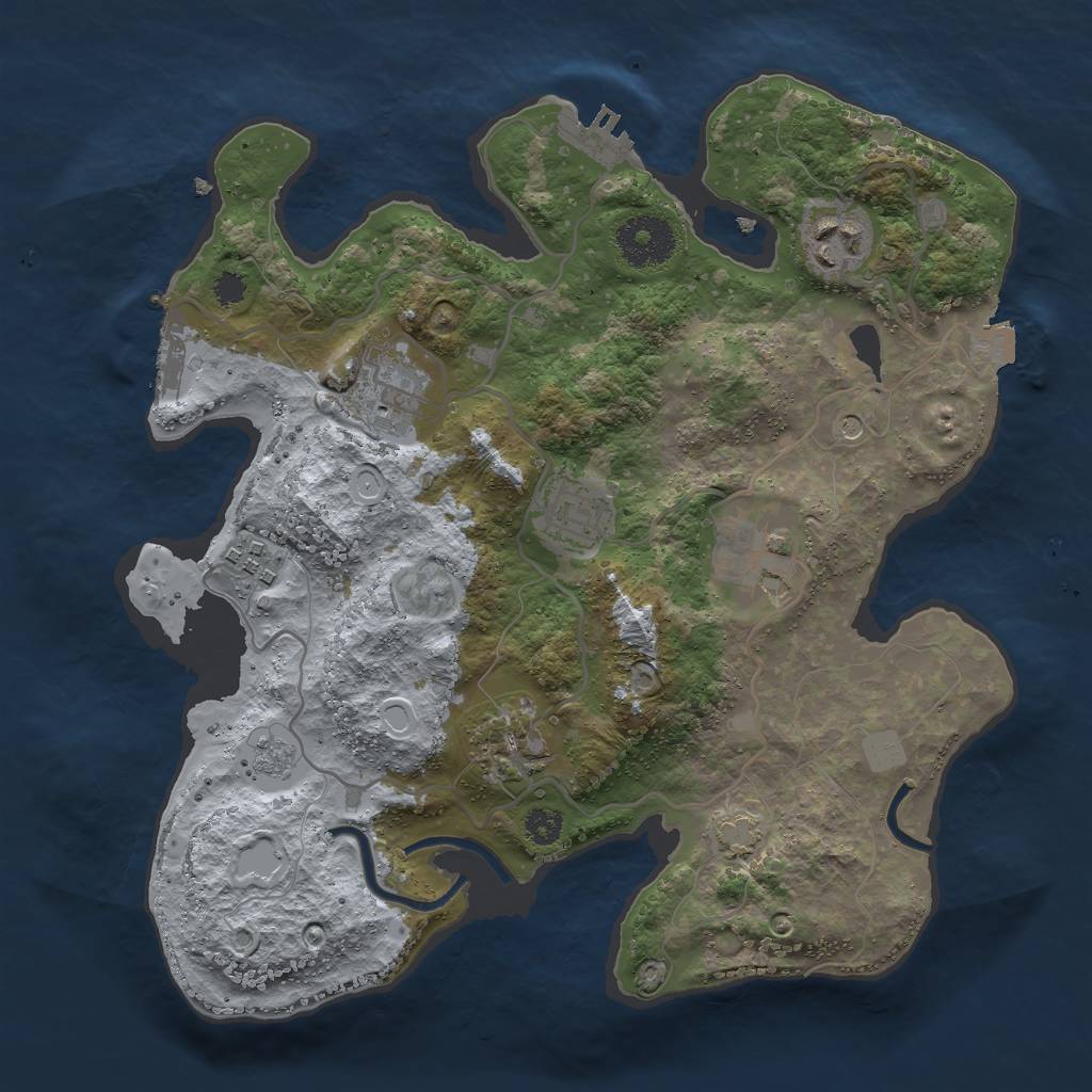 Rust Map: Procedural Map, Size: 3000, Seed: 17474, 14 Monuments