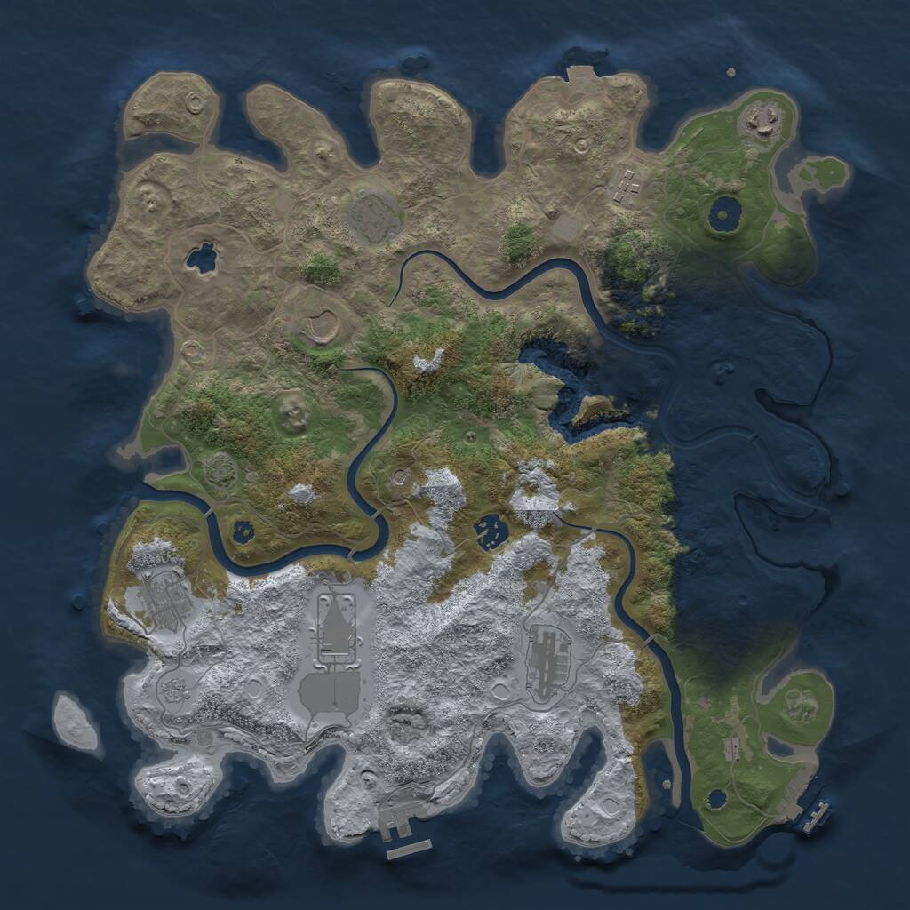 Rust Map: Procedural Map, Size: 4000, Seed: 465191707, 14 Monuments