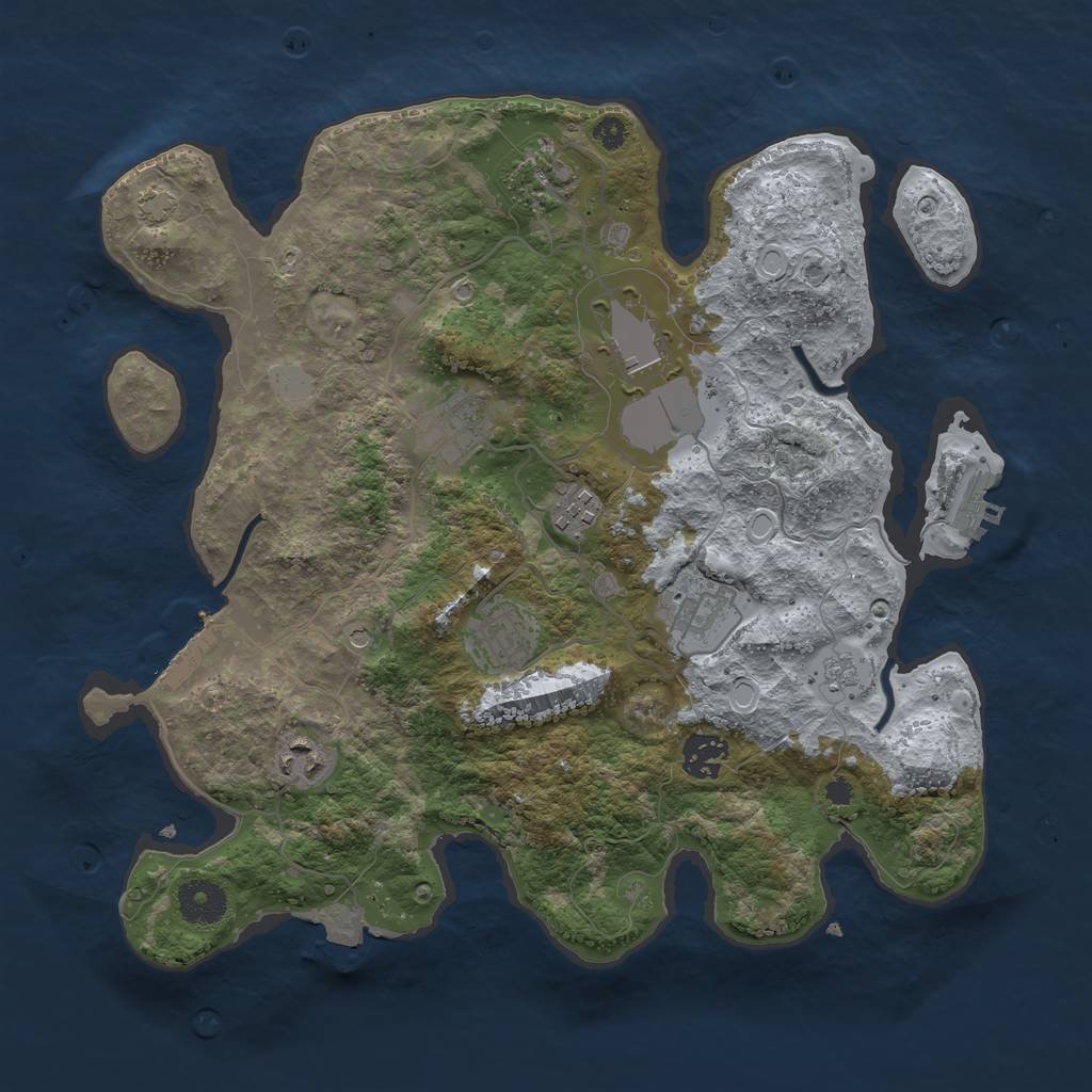 Rust Map: Procedural Map, Size: 3500, Seed: 70494529, 16 Monuments