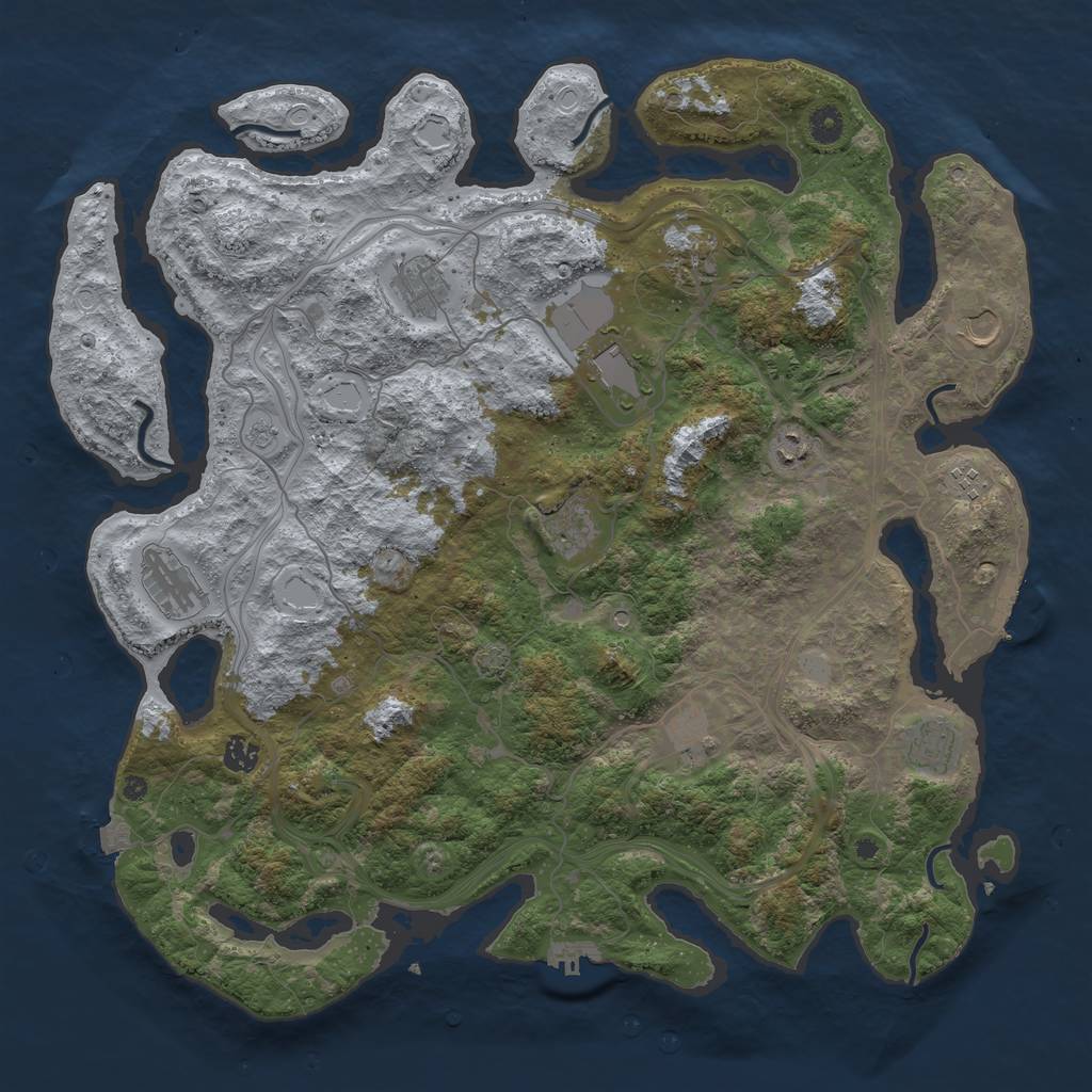 Rust Map: Procedural Map, Size: 4500, Seed: 1209554150, 19 Monuments