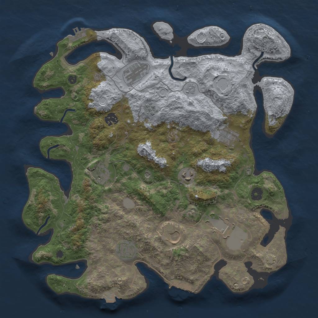 Rust Map: Procedural Map, Size: 3750, Seed: 27869859, 17 Monuments