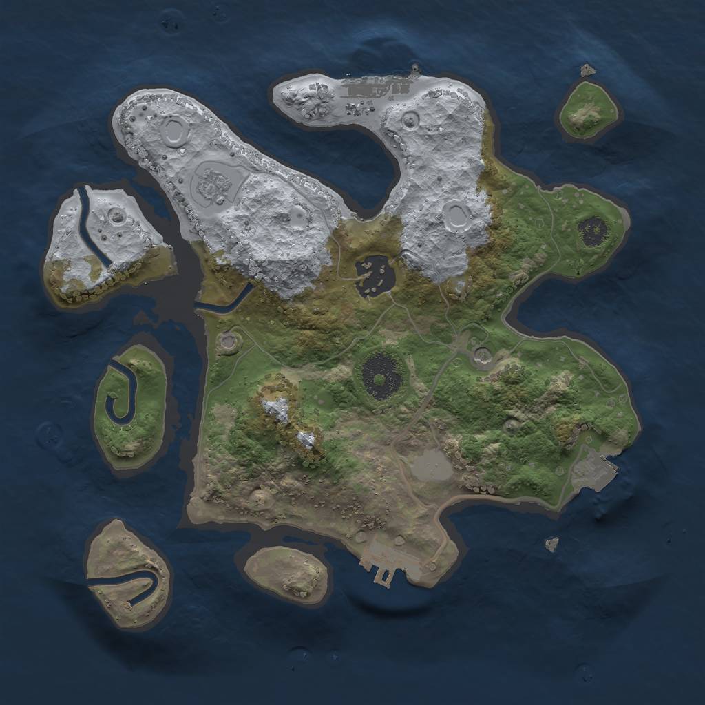 Rust Map: Procedural Map, Size: 2500, Seed: 1221588223, 8 Monuments