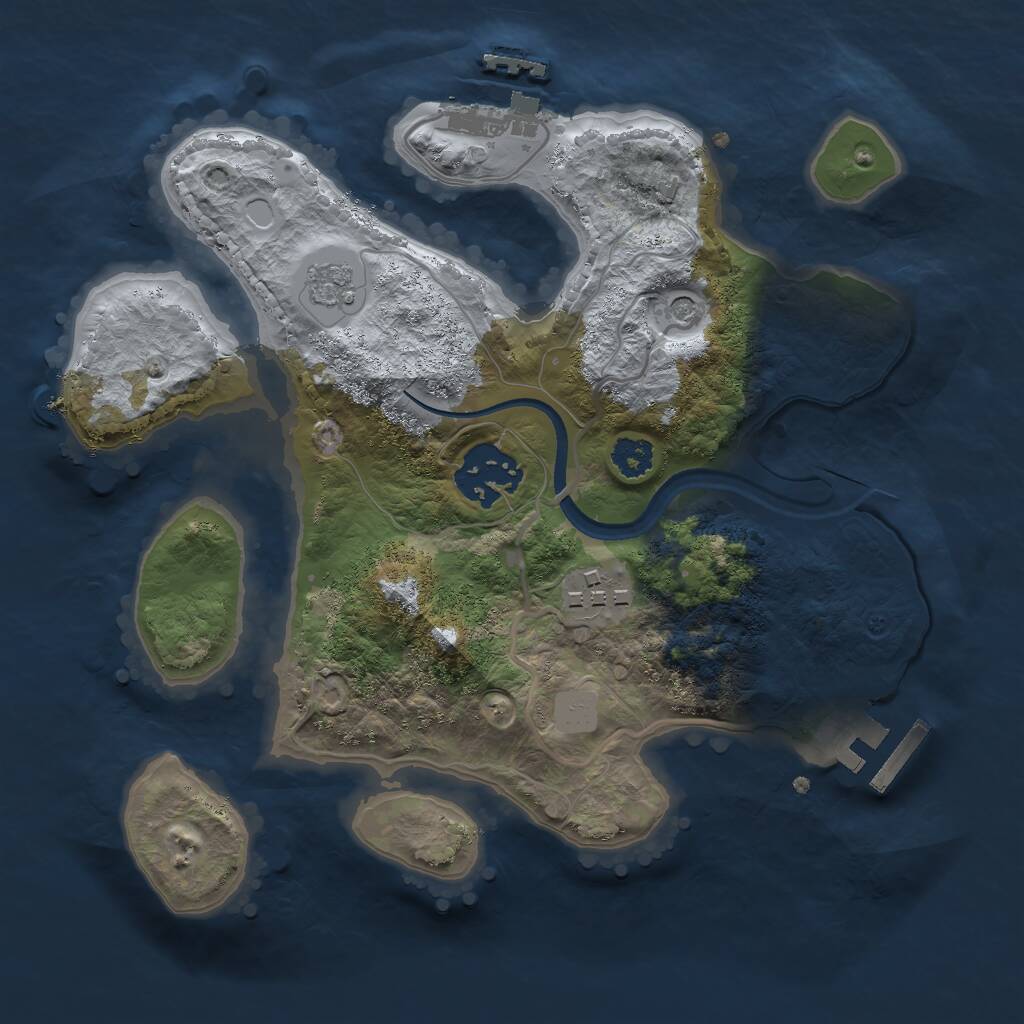 Rust Map: Procedural Map, Size: 2500, Seed: 1221588223, 7 Monuments