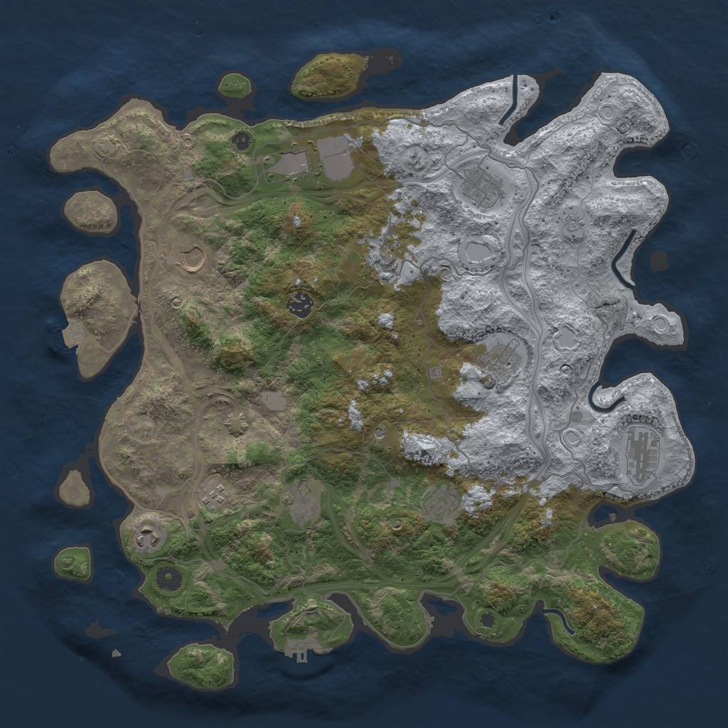 Rust Map: Procedural Map, Size: 4300, Seed: 48193261, 18 Monuments