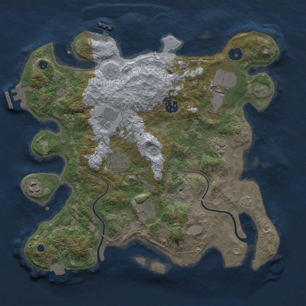 Rust Map: Procedural Map, Size: 3500, Seed: 71359102, 13 Monuments