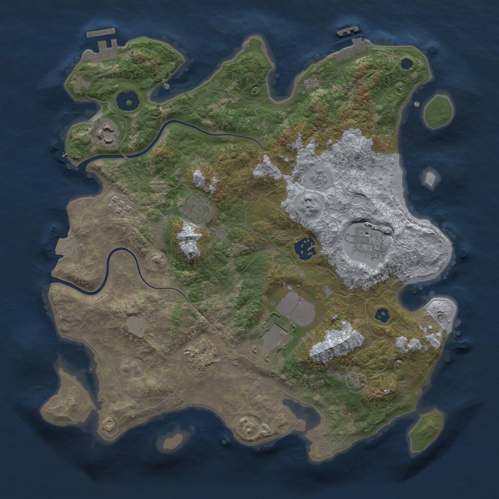 Rust Map: Procedural Map, Size: 3500, Seed: 15245471, 12 Monuments