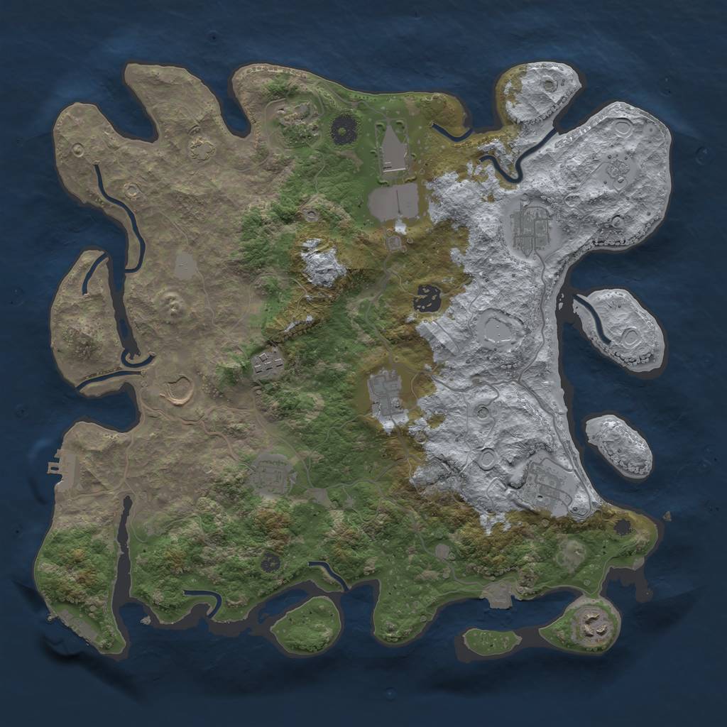 Rust Map: Procedural Map, Size: 3800, Seed: 10022126, 18 Monuments