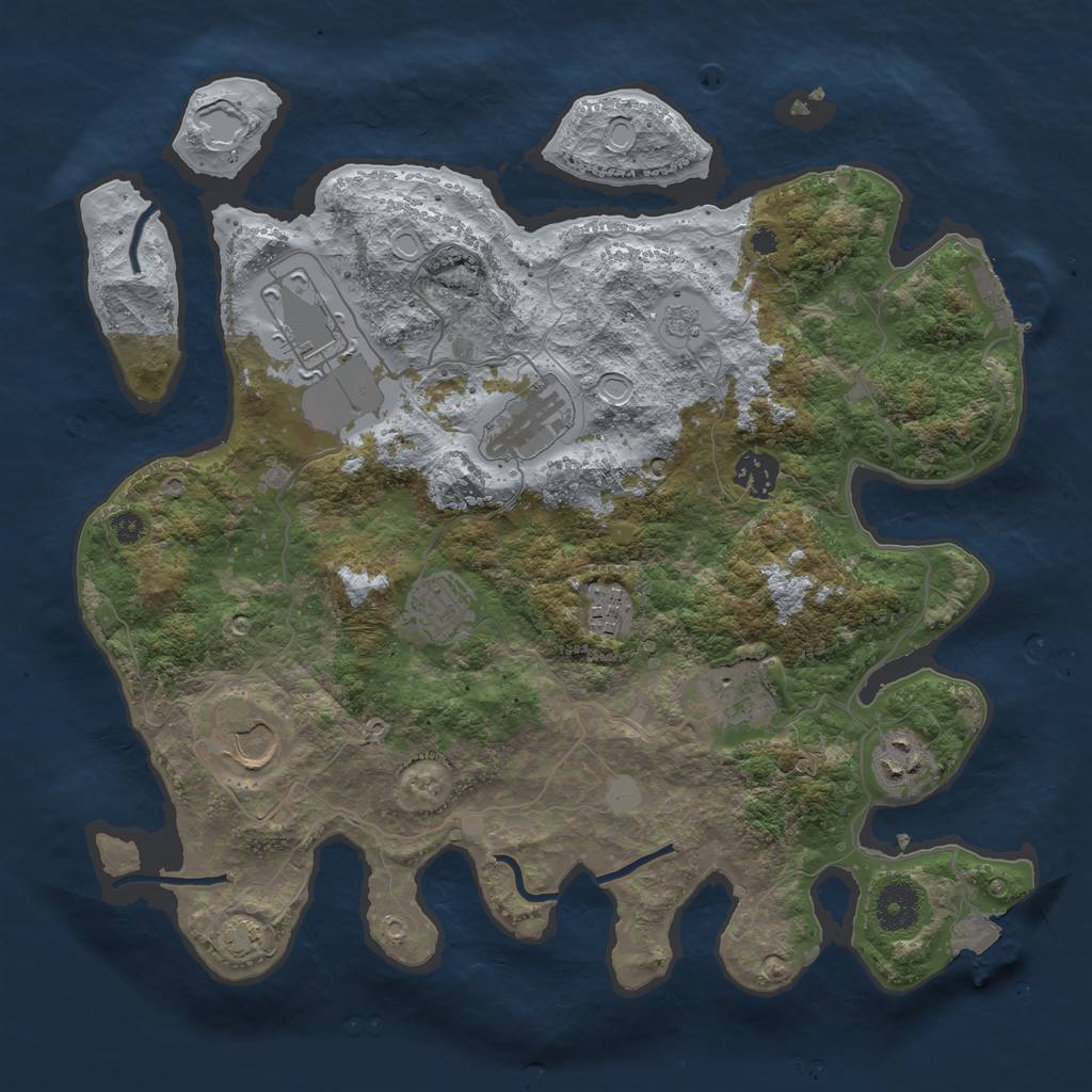 Rust Map: Procedural Map, Size: 3550, Seed: 93490677, 14 Monuments