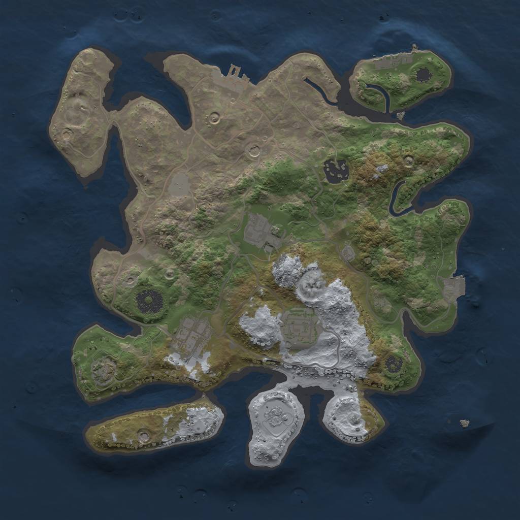 Rust Map: Procedural Map, Size: 3000, Seed: 17114, 12 Monuments