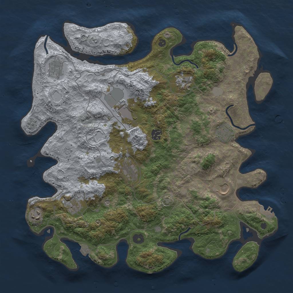 Rust Map: Procedural Map, Size: 4000, Seed: 1401805937, 17 Monuments