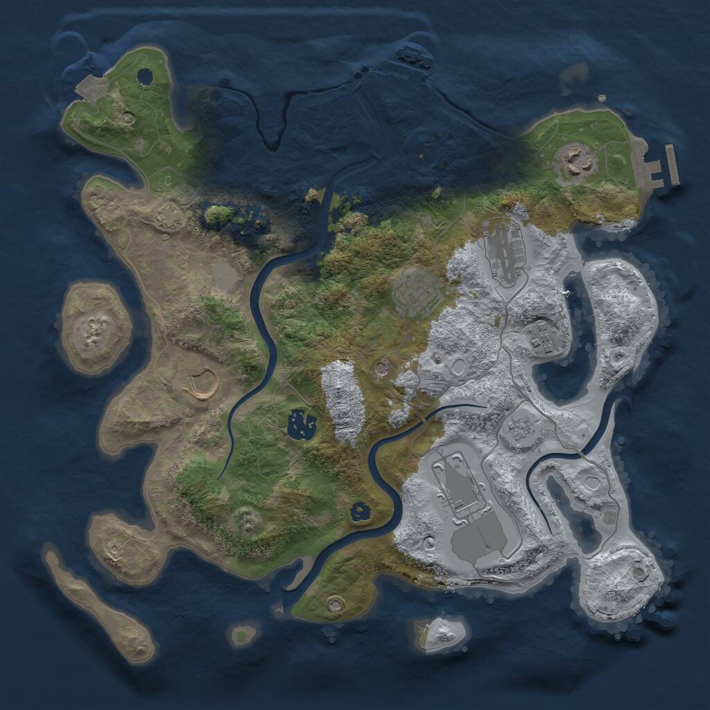 Rust Map: Procedural Map, Size: 3500, Seed: 42596, 13 Monuments