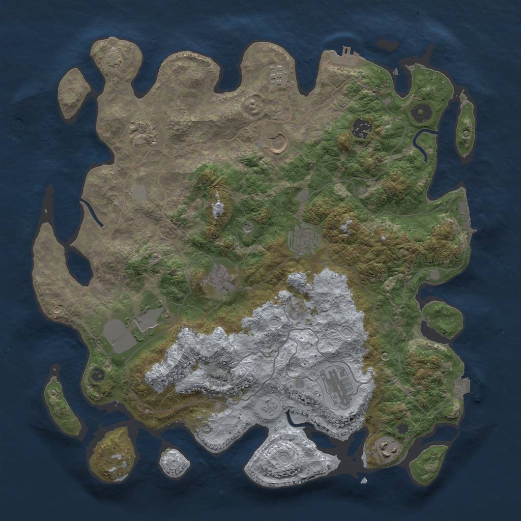 Rust Map: Procedural Map, Size: 4000, Seed: 751481247, 17 Monuments