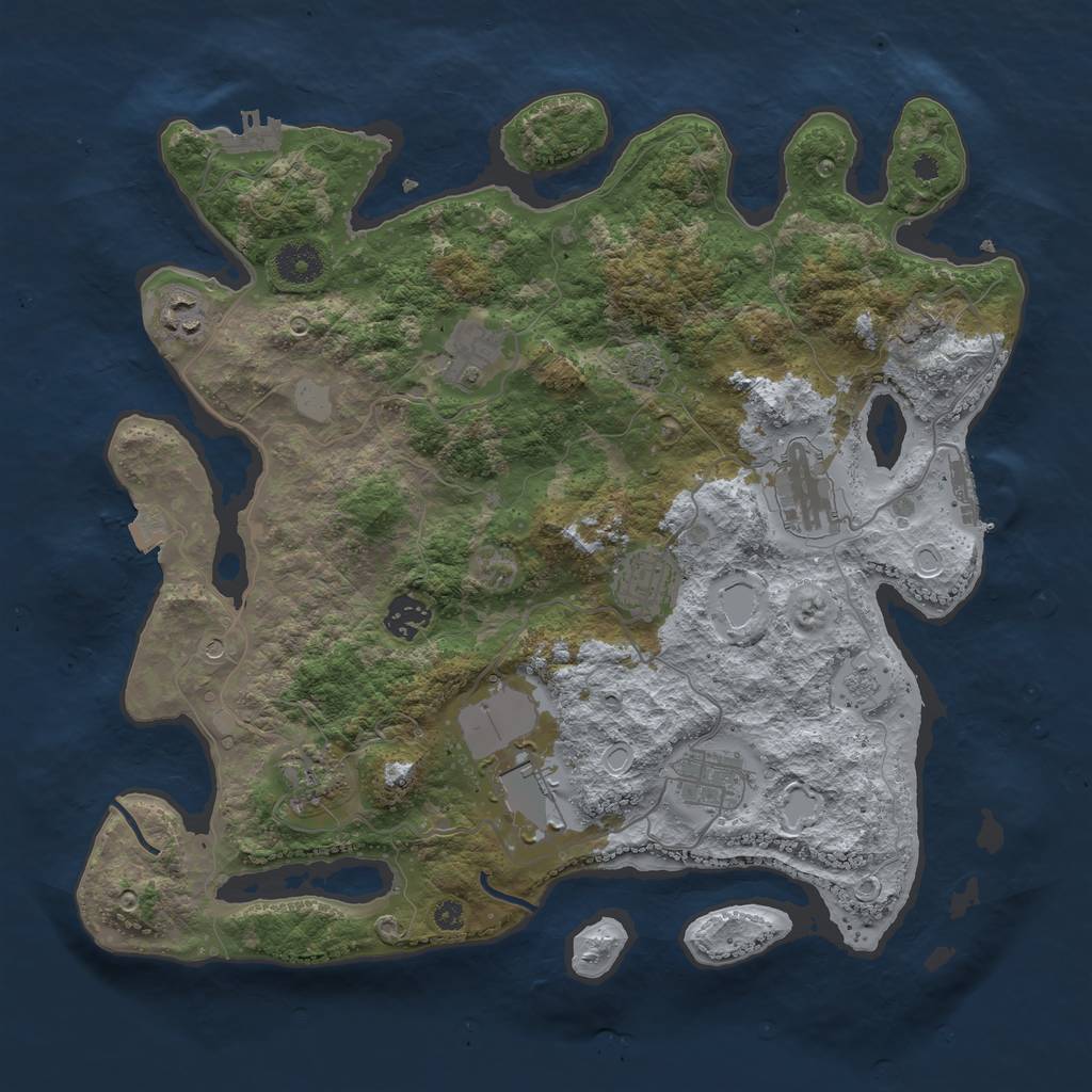 Rust Map: Procedural Map, Size: 3700, Seed: 51889884, 16 Monuments