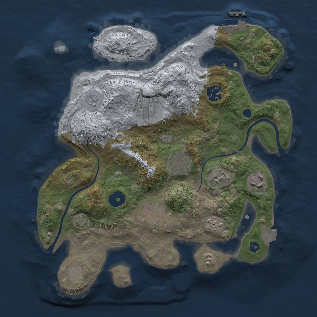 Rust Map: Procedural Map, Size: 3000, Seed: 2094692226, 10 Monuments