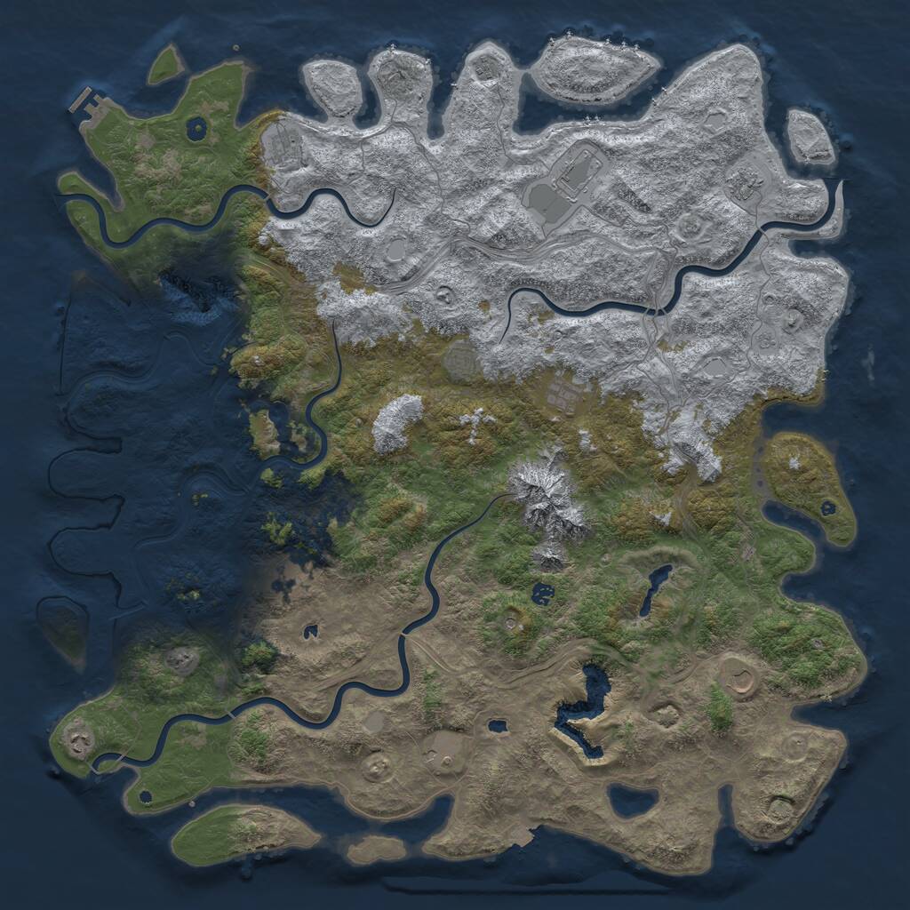 Rust Map: Procedural Map, Size: 6000, Seed: 1365448302, 16 Monuments