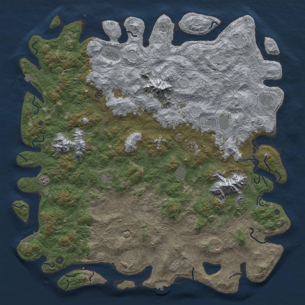 Rust Map: Procedural Map, Size: 6000, Seed: 1365448302, 19 Monuments