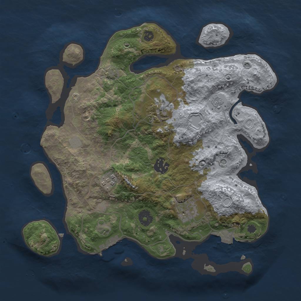 Rust Map: Procedural Map, Size: 3000, Seed: 414012895, 11 Monuments