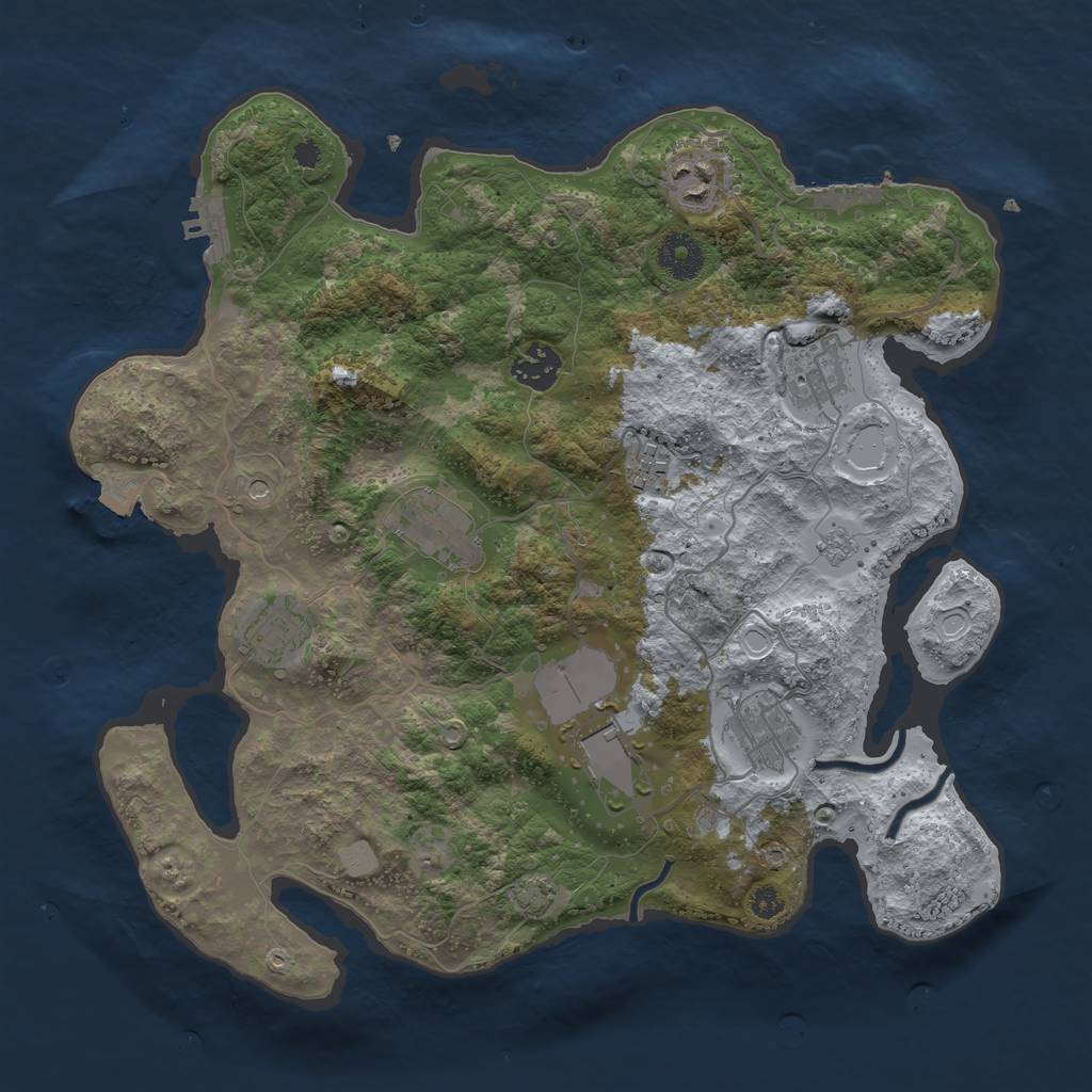 Rust Map: Procedural Map, Size: 3500, Seed: 2063418803, 16 Monuments