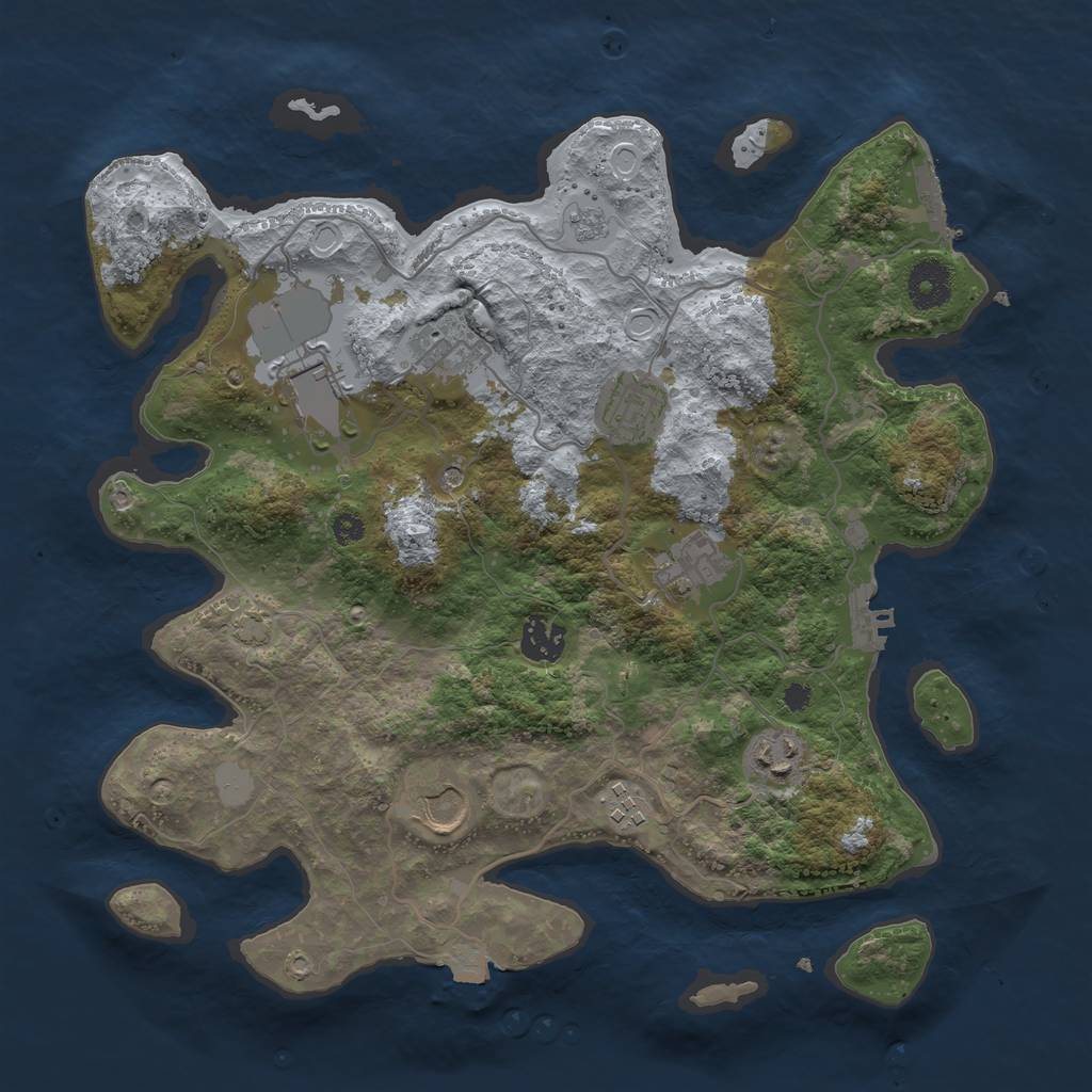 Rust Map: Procedural Map, Size: 3500, Seed: 100996402, 16 Monuments