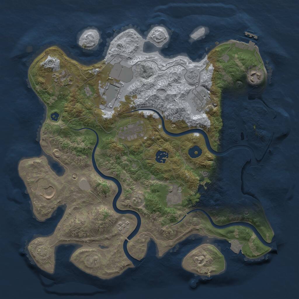 Rust Map: Procedural Map, Size: 3500, Seed: 18791697, 15 Monuments
