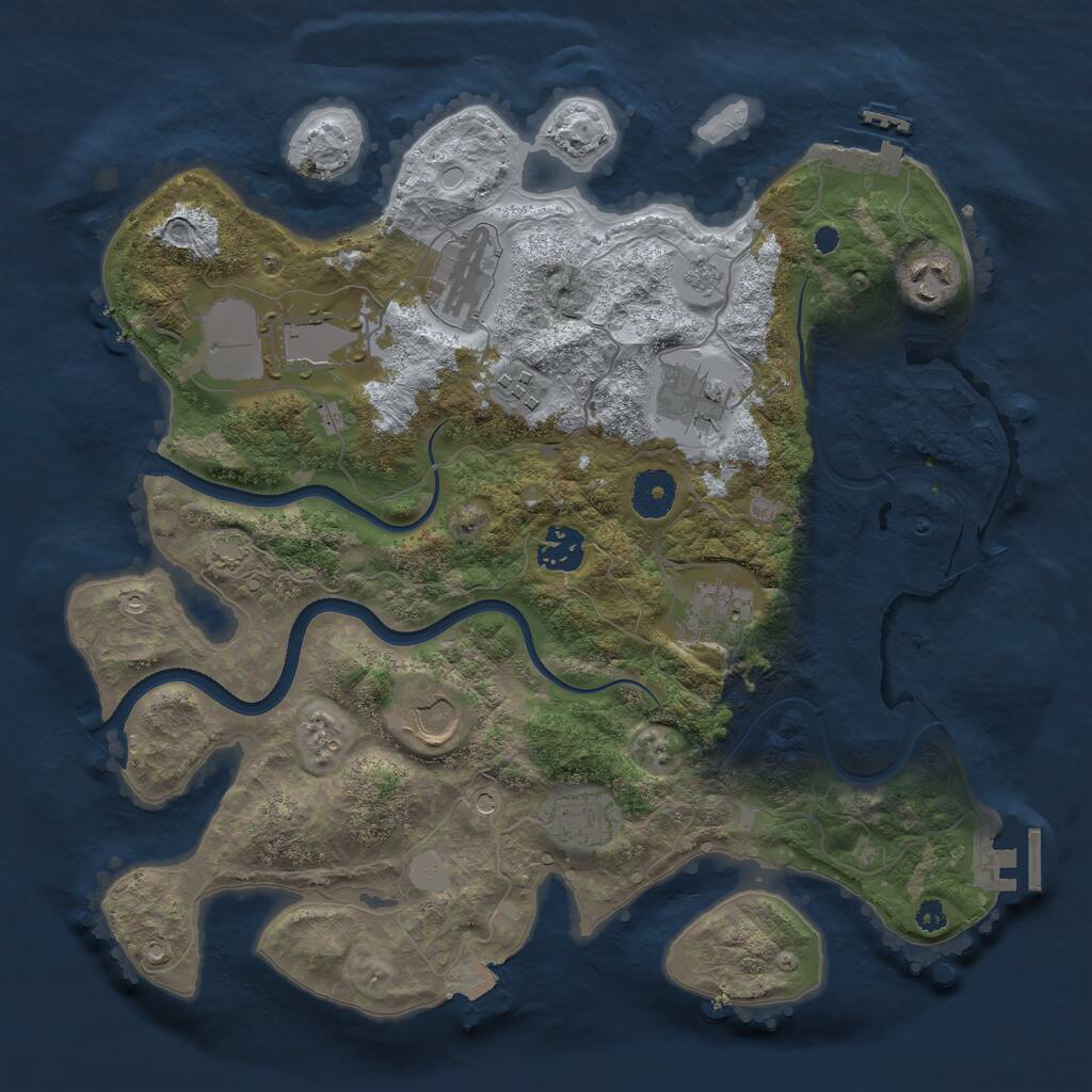 Rust Map: Procedural Map, Size: 3500, Seed: 18791697, 15 Monuments