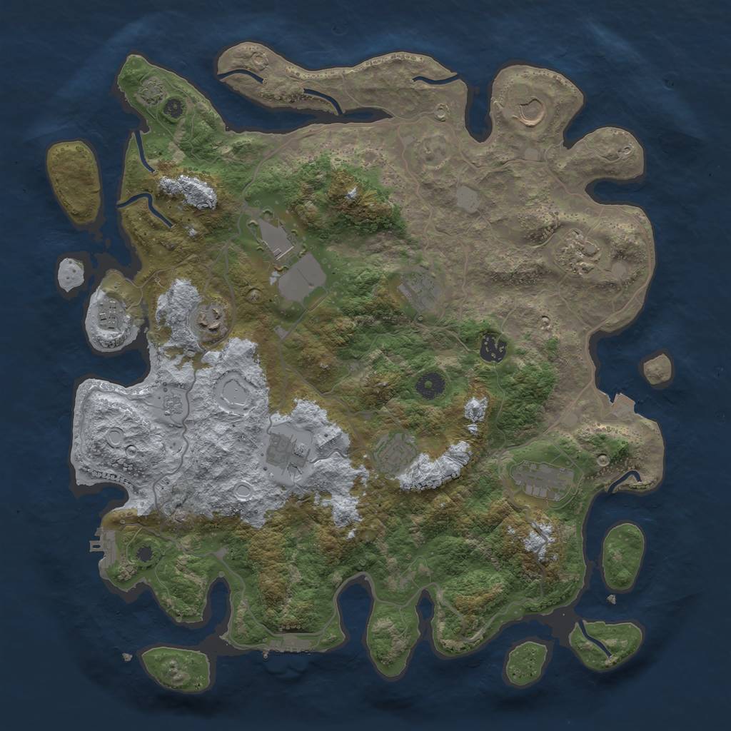 Rust Map: Procedural Map, Size: 4000, Seed: 44105728, 17 Monuments