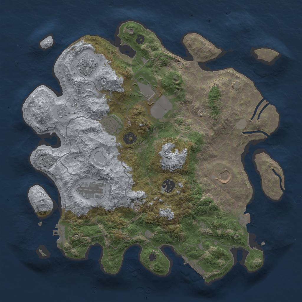 Rust Map: Procedural Map, Size: 3500, Seed: 543752059, 15 Monuments