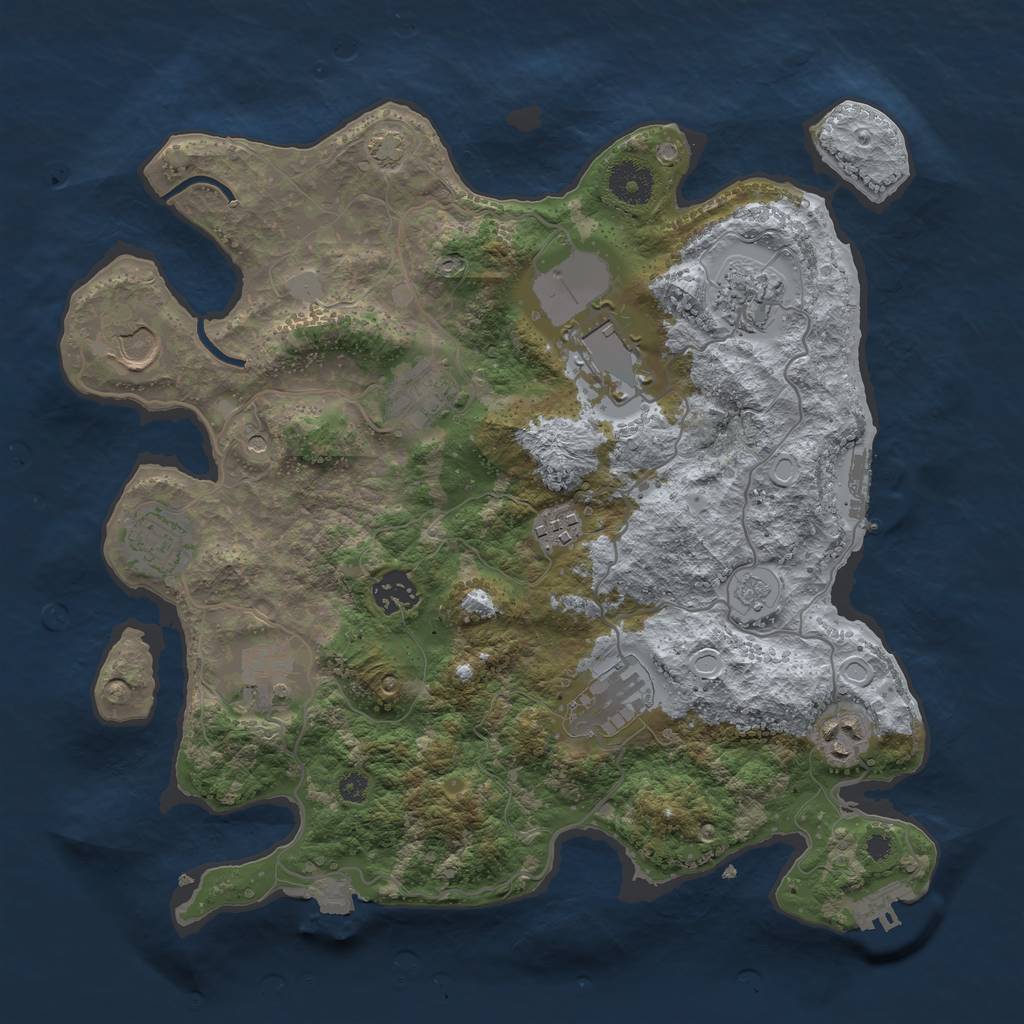 Rust Map: Procedural Map, Size: 3500, Seed: 743491562, 18 Monuments