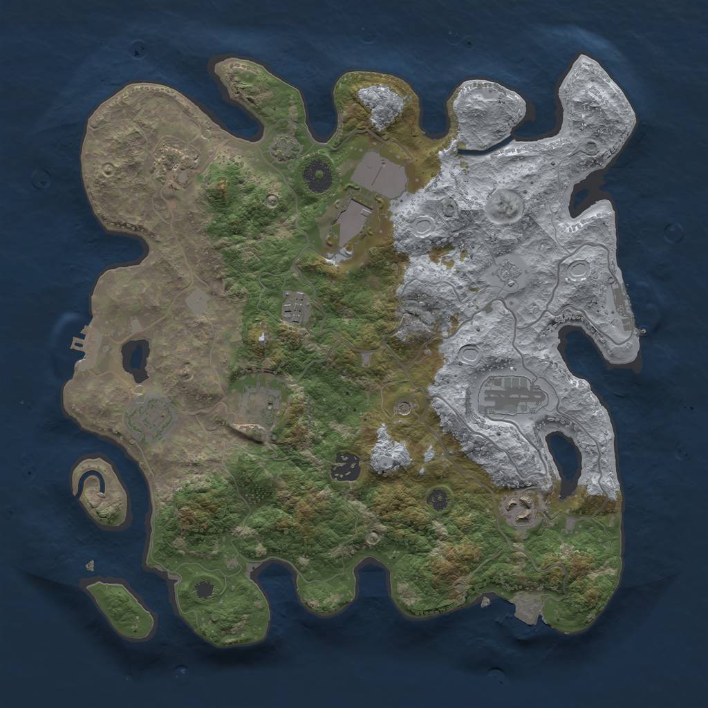 Rust Map: Procedural Map, Size: 3500, Seed: 986879738, 16 Monuments