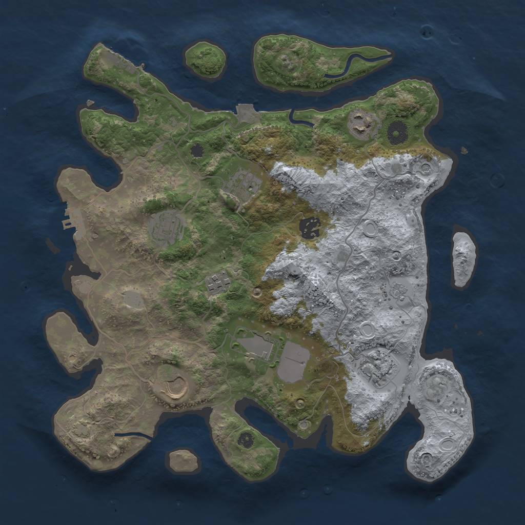Rust Map: Procedural Map, Size: 3500, Seed: 404327596, 16 Monuments
