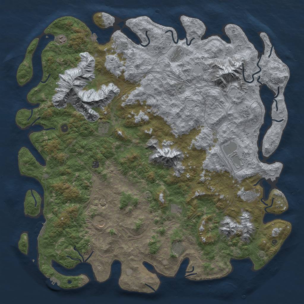 Rust Map: Procedural Map, Size: 6000, Seed: 54675852, 19 Monuments