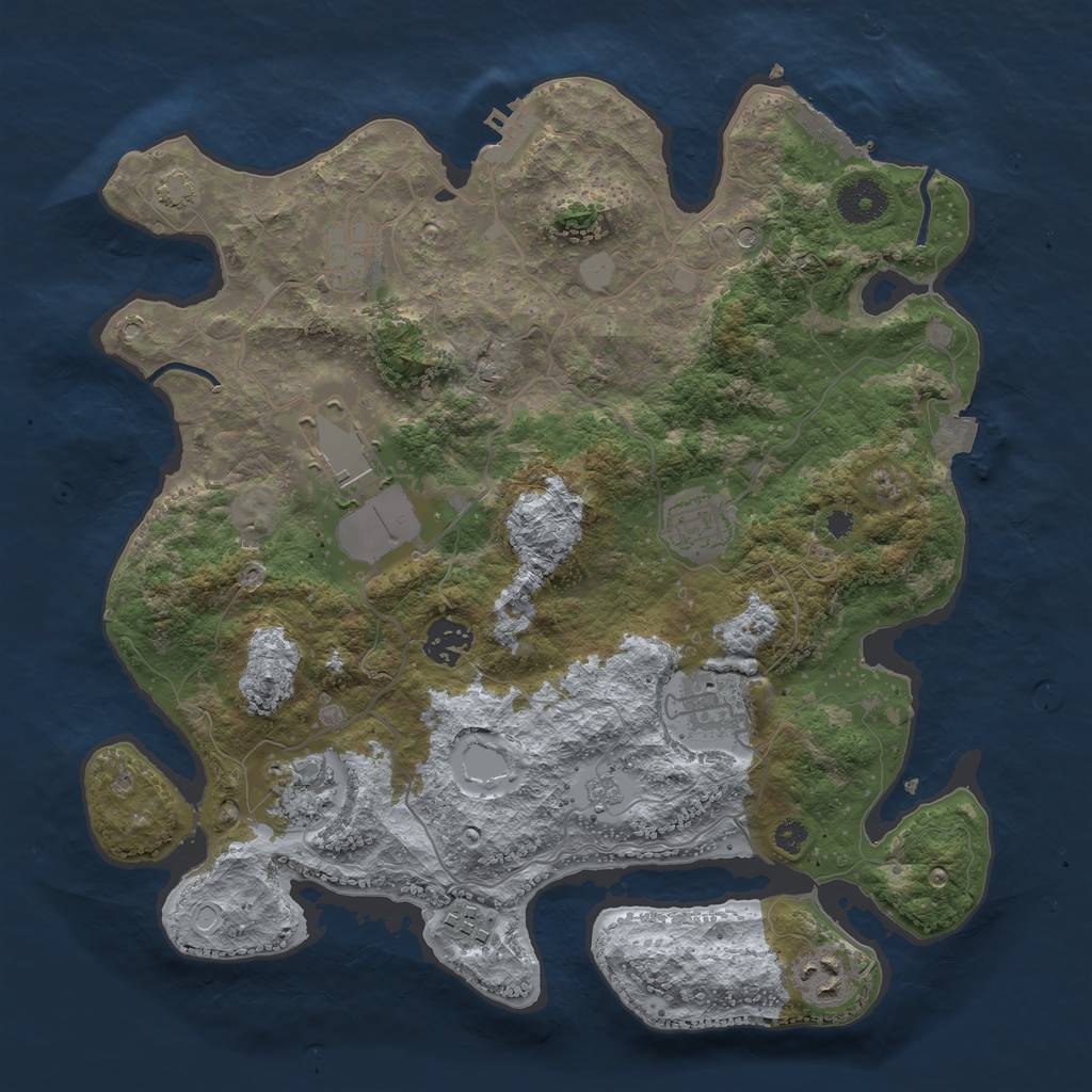 Rust Map: Procedural Map, Size: 3500, Seed: 907985634, 16 Monuments
