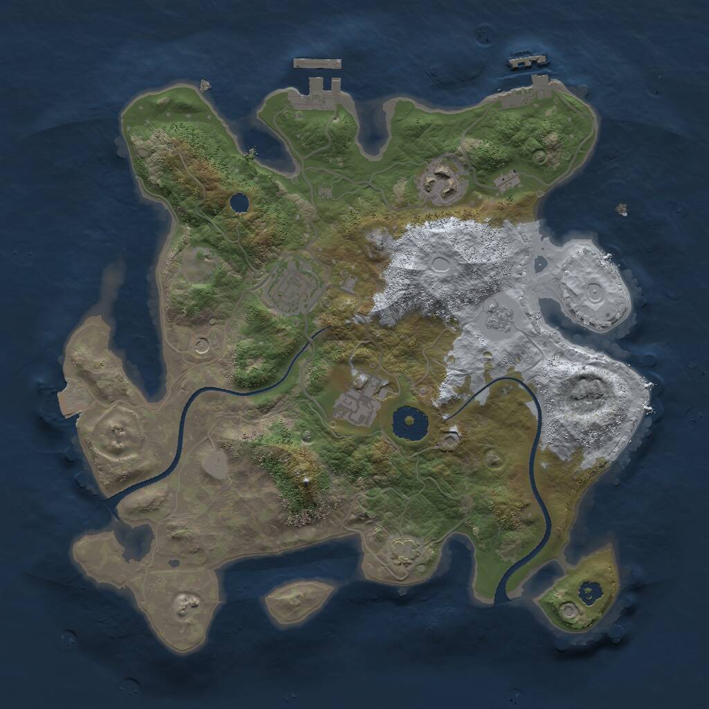 Rust Map: Procedural Map, Size: 3000, Seed: 344822694, 9 Monuments