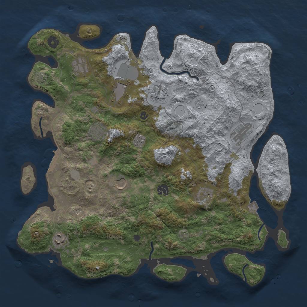 Rust Map: Procedural Map, Size: 3950, Seed: 17753622, 17 Monuments